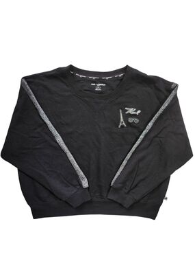 Karl Lagerfeld Paris Sweatshirt XL Black Embellished Pullover
